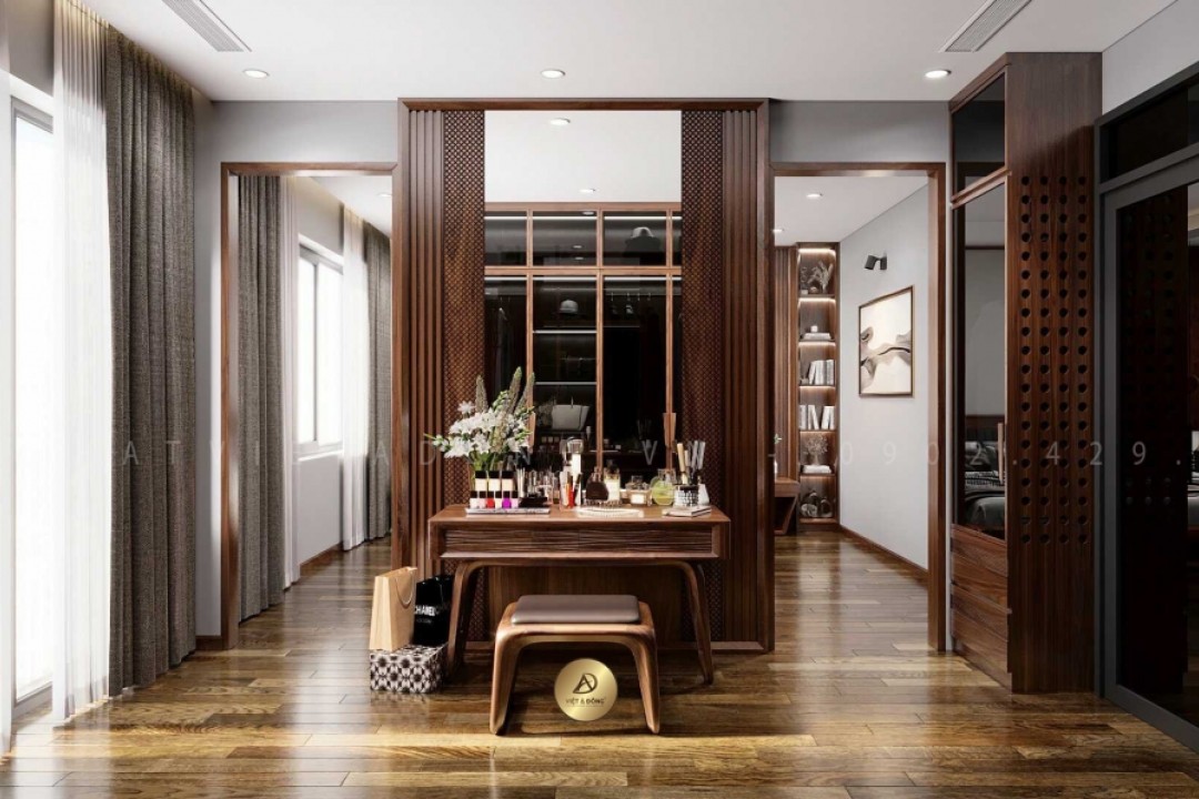 Bàn trang điểm gỗ óc chó BTD-11